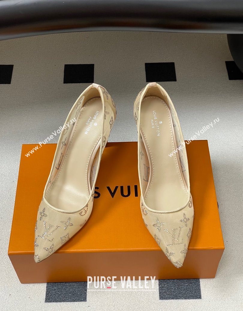 Louis Vuitton Gala Pumps 8cm in Mesh and Strass Nude 2025 1AIELK (MD-251022125)
