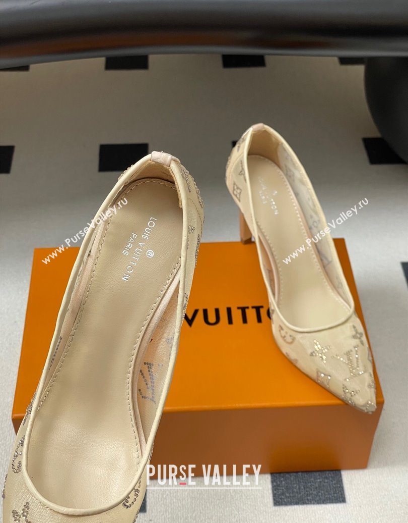 Louis Vuitton Gala Pumps 8cm in Mesh and Strass Nude 2025 1AIELK (MD-251022125)