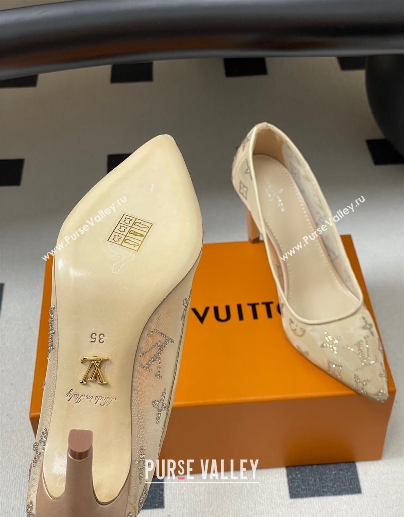 Louis Vuitton Gala Pumps 8cm in Mesh and Strass Nude 2025 1AIELK (MD-251022125)