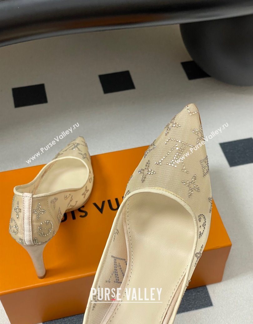 Louis Vuitton Gala Pumps 8cm in Mesh and Strass Nude 2025 1AIELK (MD-251022125)
