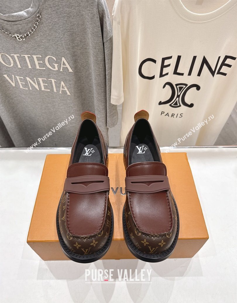 Louis Vuitton LV Bubble Loafers in Monogram Canvas and Leather Brown 2025 1AIJHI (MD-251022069)