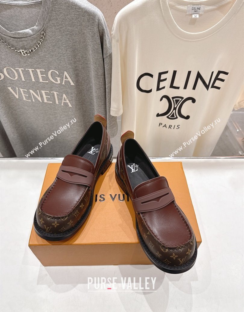 Louis Vuitton LV Bubble Loafers in Monogram Canvas and Leather Brown 2025 1AIJHI (MD-251022069)