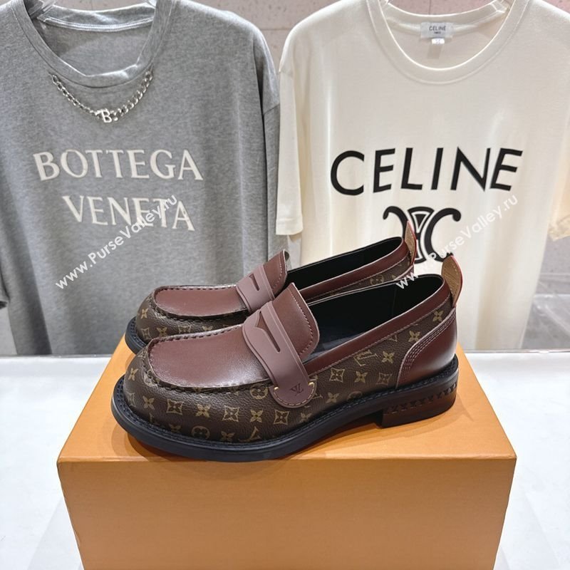 Louis Vuitton LV Bubble Loafers in Monogram Canvas and Leather Brown 2025 1AIJHI (MD-251022069)