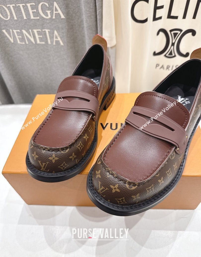 Louis Vuitton LV Bubble Loafers in Monogram Canvas and Leather Brown 2025 1AIJHI (MD-251022069)