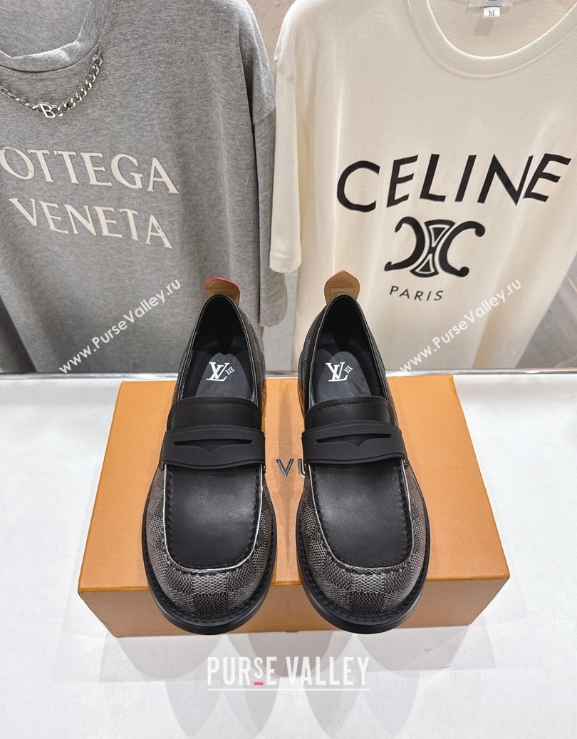 Louis Vuitton LV Bubble Loafers in Damier Canvas and Leather Black 2025 1AIJHI (MD-251022070)