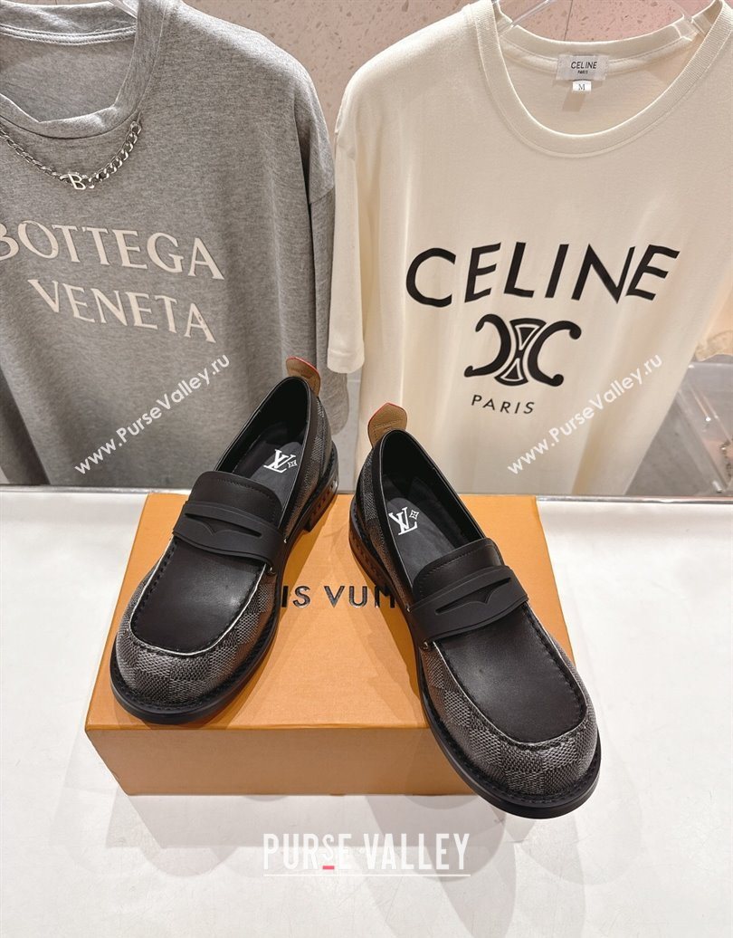 Louis Vuitton LV Bubble Loafers in Damier Canvas and Leather Black 2025 1AIJHI (MD-251022070)