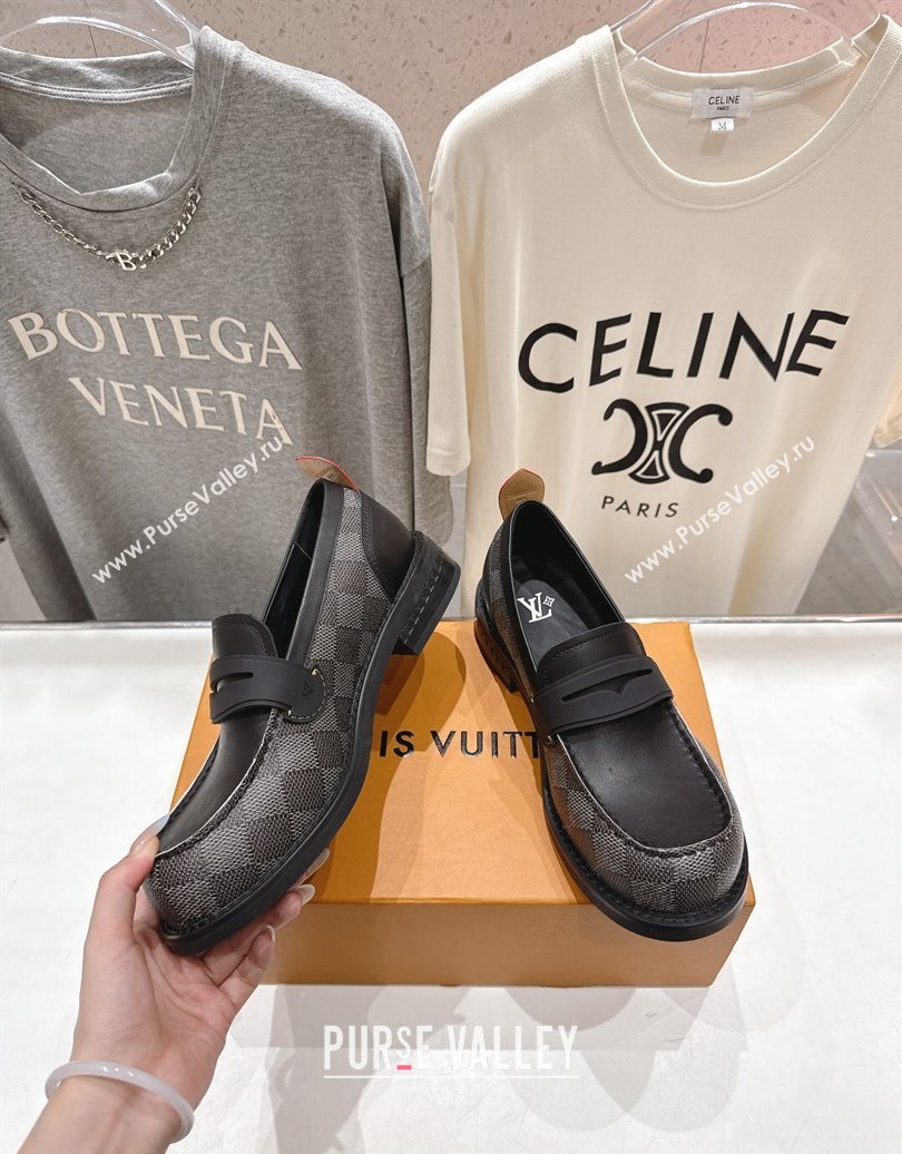 Louis Vuitton LV Bubble Loafers in Damier Canvas and Leather Black 2025 1AIJHI (MD-251022070)