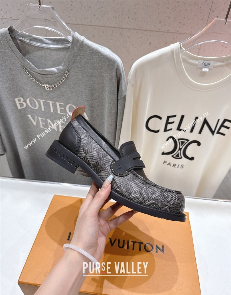 Louis Vuitton LV Bubble Loafers in Damier Canvas and Leather Black 2025 1AIJHI (MD-251022070)