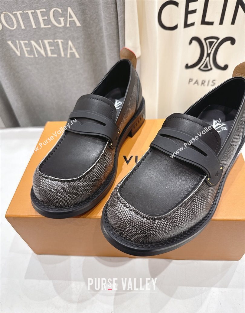 Louis Vuitton LV Bubble Loafers in Damier Canvas and Leather Black 2025 1AIJHI (MD-251022070)