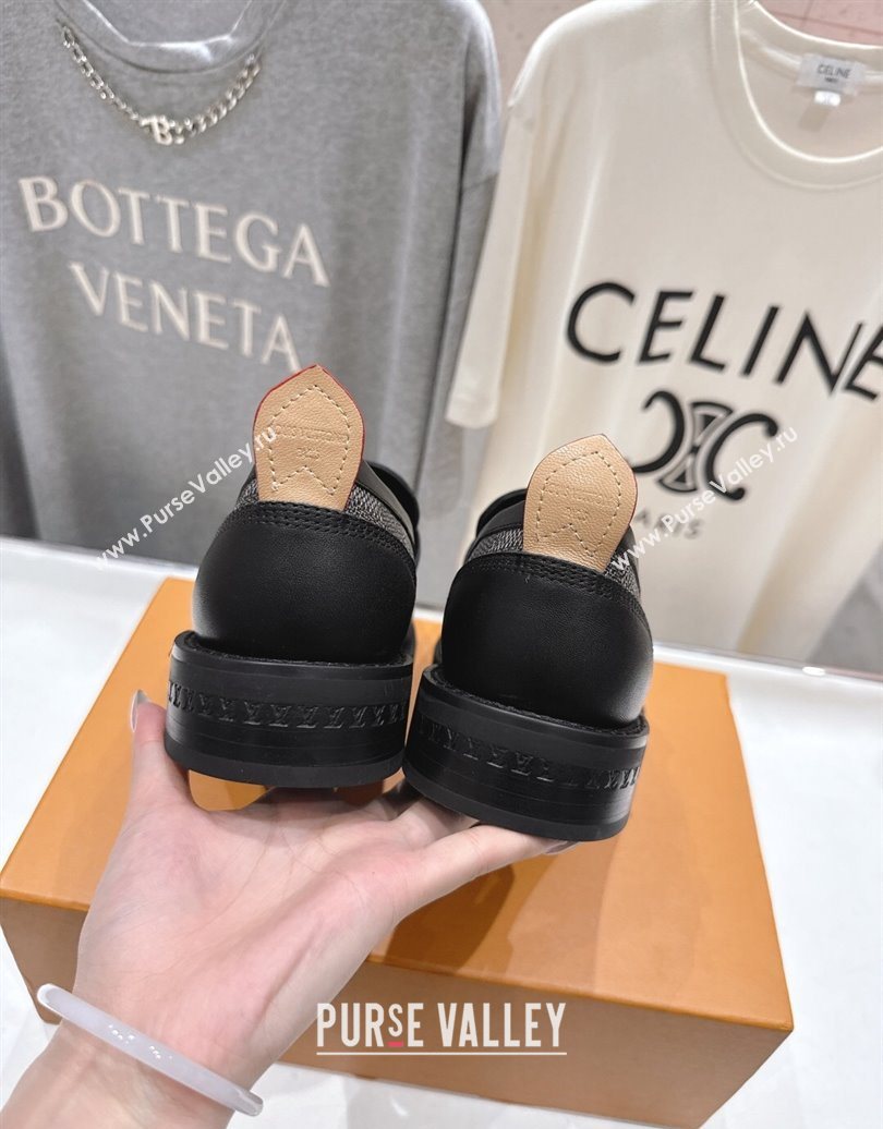 Louis Vuitton LV Bubble Loafers in Damier Canvas and Leather Black 2025 1AIJHI (MD-251022070)