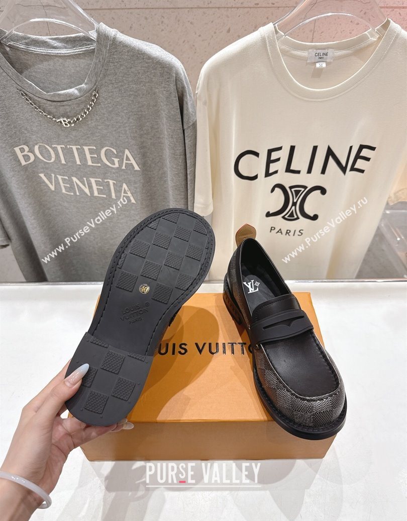 Louis Vuitton LV Bubble Loafers in Damier Canvas and Leather Black 2025 1AIJHI (MD-251022070)