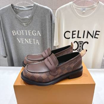 Louis Vuitton LV Bubble Loafers in Damier Canvas and Leather Brown 2025 1AIJHI (MD-251022071)