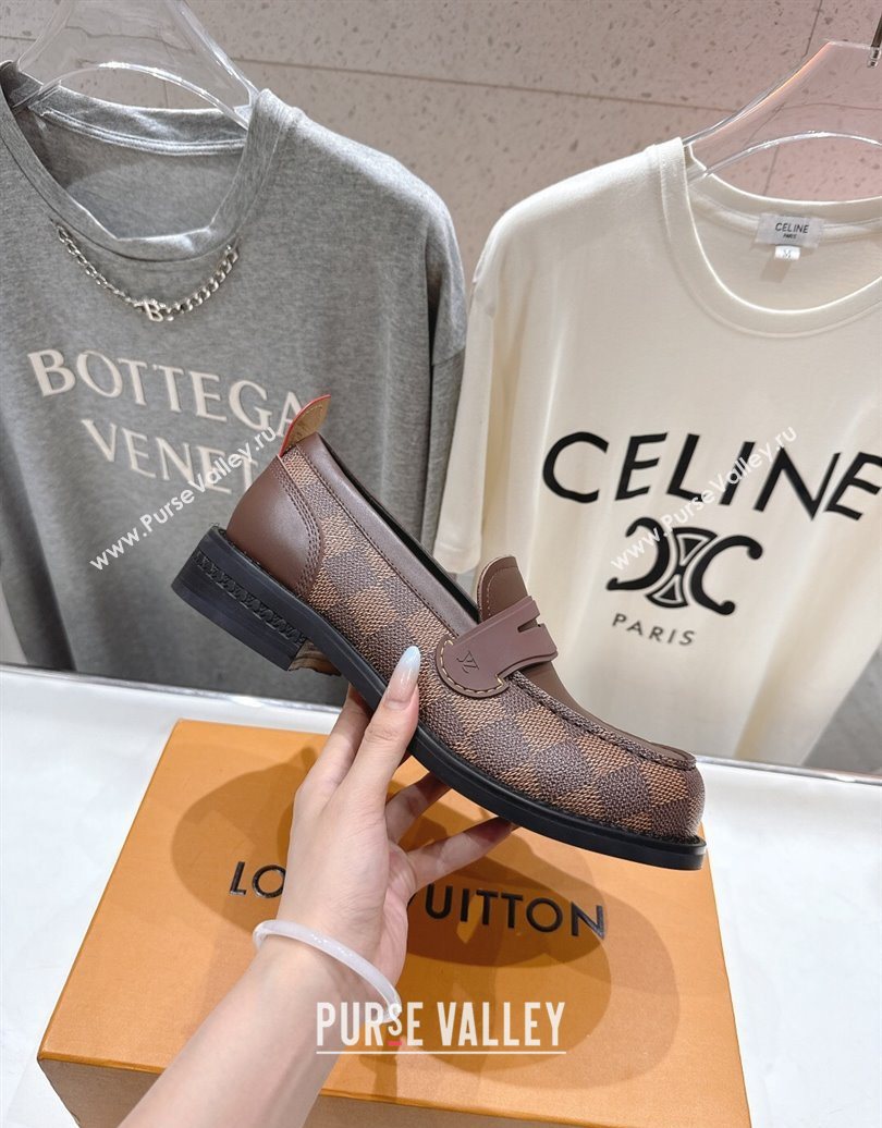 Louis Vuitton LV Bubble Loafers in Damier Canvas and Leather Brown 2025 1AIJHI (MD-251022071)