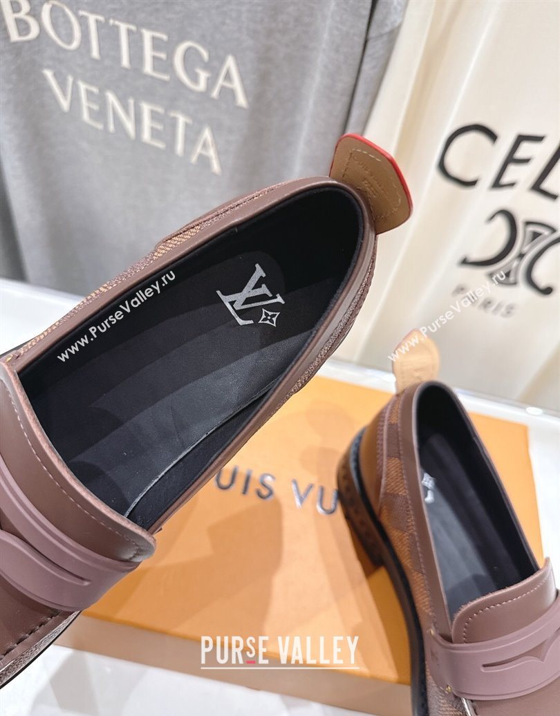 Louis Vuitton LV Bubble Loafers in Damier Canvas and Leather Brown 2025 1AIJHI (MD-251022071)