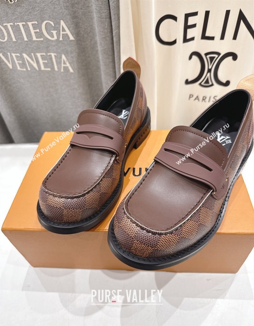Louis Vuitton LV Bubble Loafers in Damier Canvas and Leather Brown 2025 1AIJHI (MD-251022071)