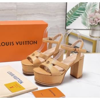 Louis Vuitton Maya Heeled Platform Sandals 10cm in Raffia Straw Brown 2025 1AHNP0 (MD-251022090)