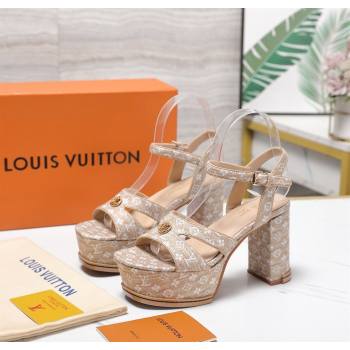 Louis Vuitton Maya Heeled Platform Sandals 10cm in Monogram Raffia Straw 2025 1AHOEH (MD-251022092)