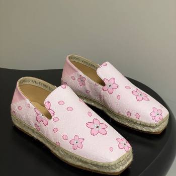 Louis Vuitton LV x TM Cherry Blossom Printed Monogram Leather Flat Espadrilles Light Pink 2025 LV102205 (MD-251022042)