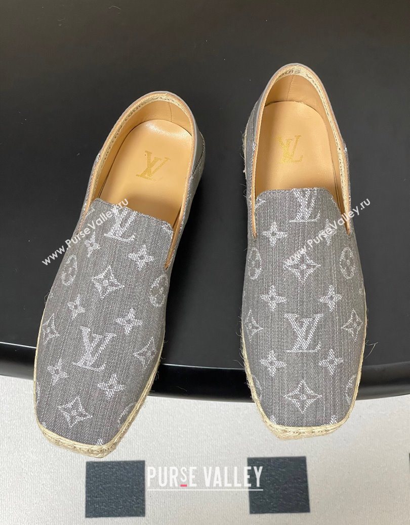 Louis Vuitton Monogram Denim Flat Espadrilles Grey 2025 LV102205 (MD-251022046)