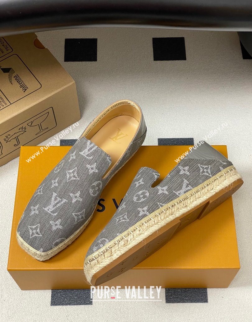 Louis Vuitton Monogram Denim Flat Espadrilles Grey 2025 LV102205 (MD-251022046)