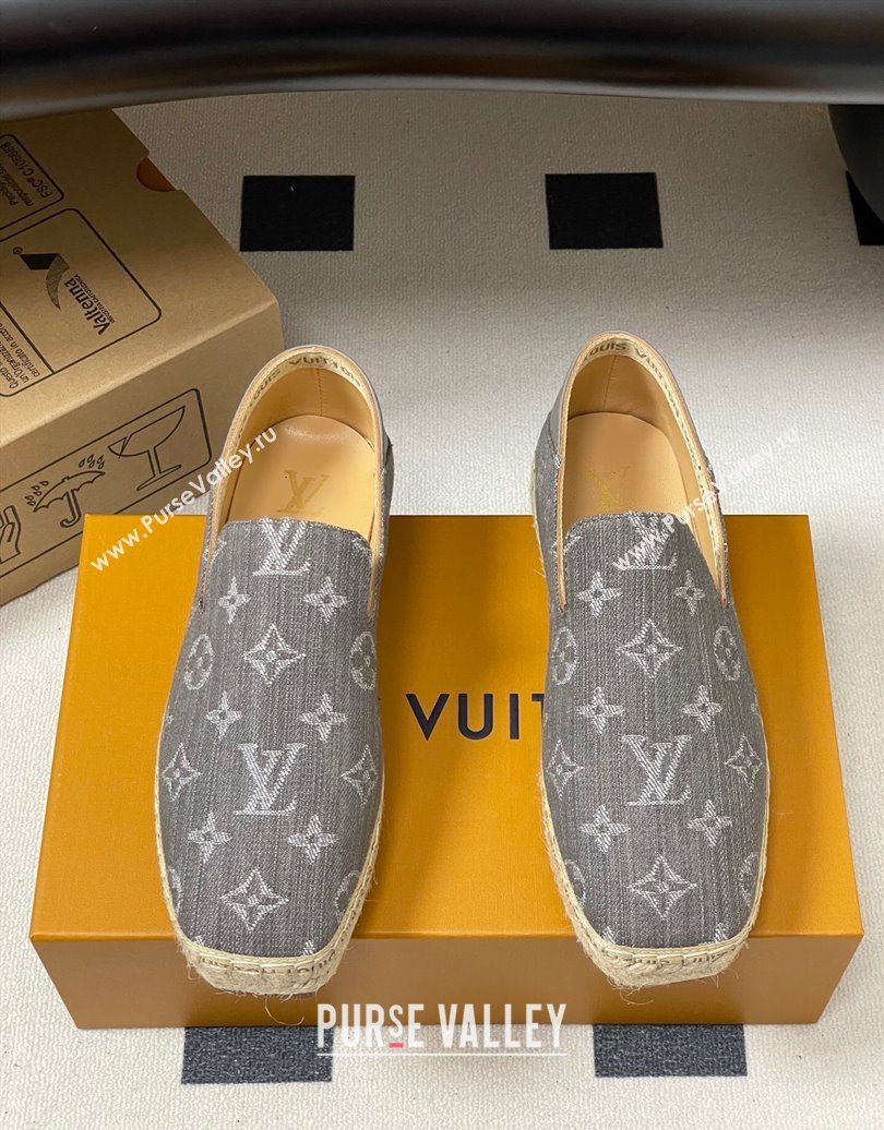 Louis Vuitton Monogram Denim Flat Espadrilles Grey 2025 LV102205 (MD-251022046)