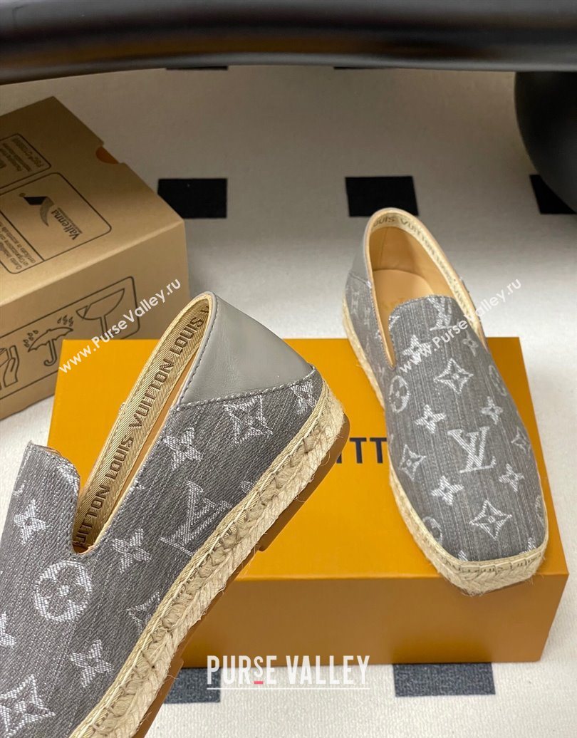 Louis Vuitton Monogram Denim Flat Espadrilles Grey 2025 LV102205 (MD-251022046)