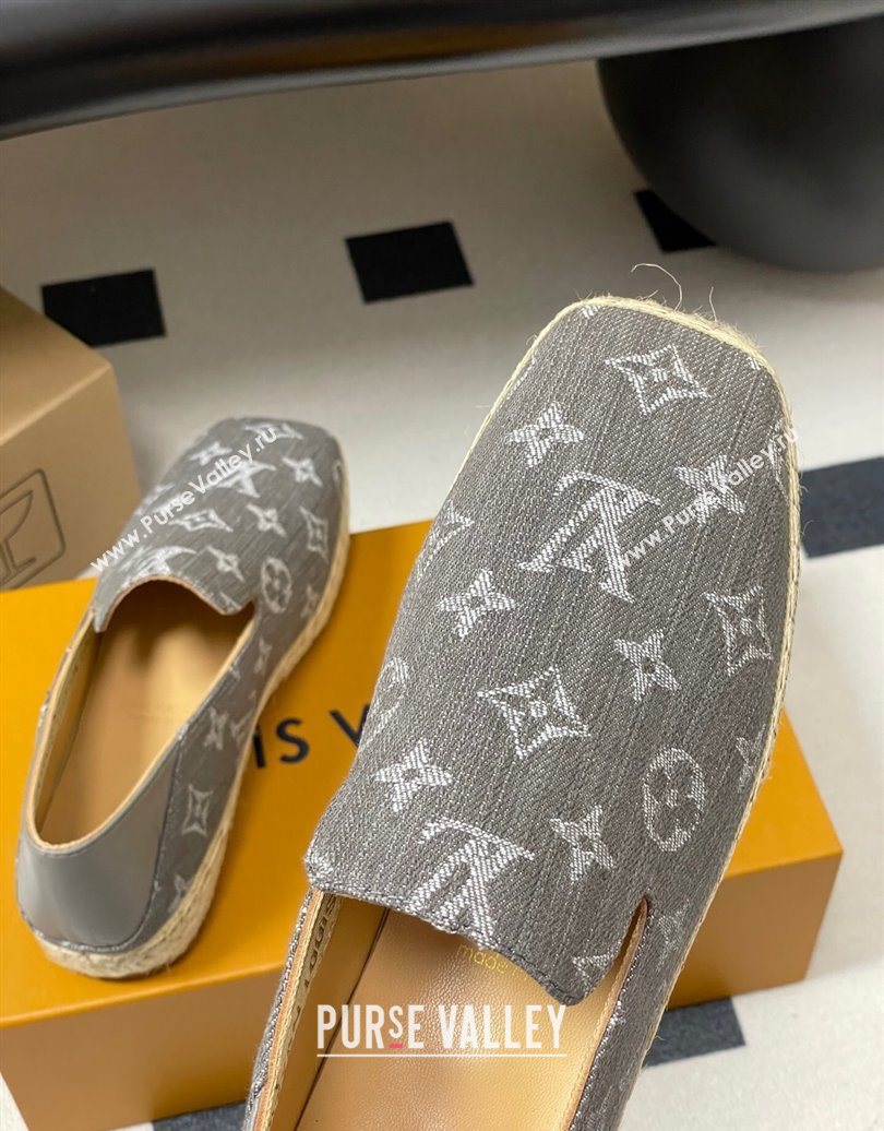 Louis Vuitton Monogram Denim Flat Espadrilles Grey 2025 LV102205 (MD-251022046)