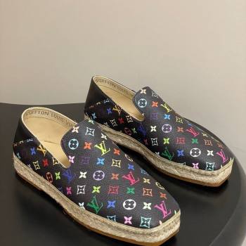 Louis Vuitton LV x TM Monogram Multicolored Canvas Flat Espadrilles Black 2025 LV102205 (MD-251022047)