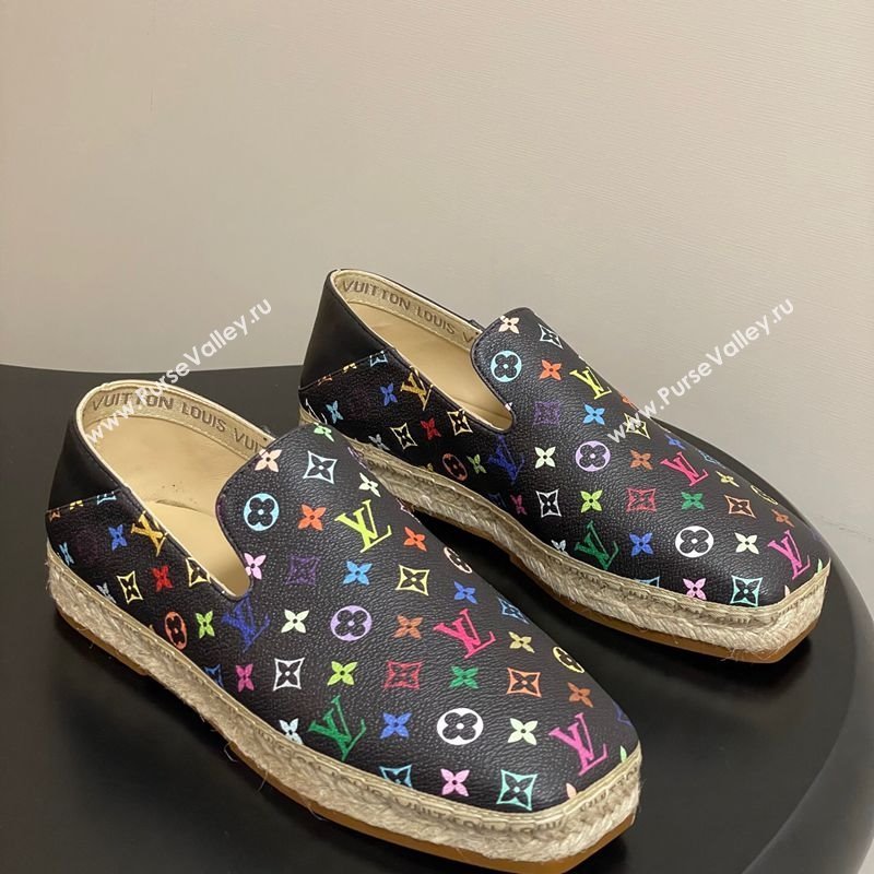 Louis Vuitton LV x TM Monogram Multicolored Canvas Flat Espadrilles Black 2025 LV102205 (MD-251022047)