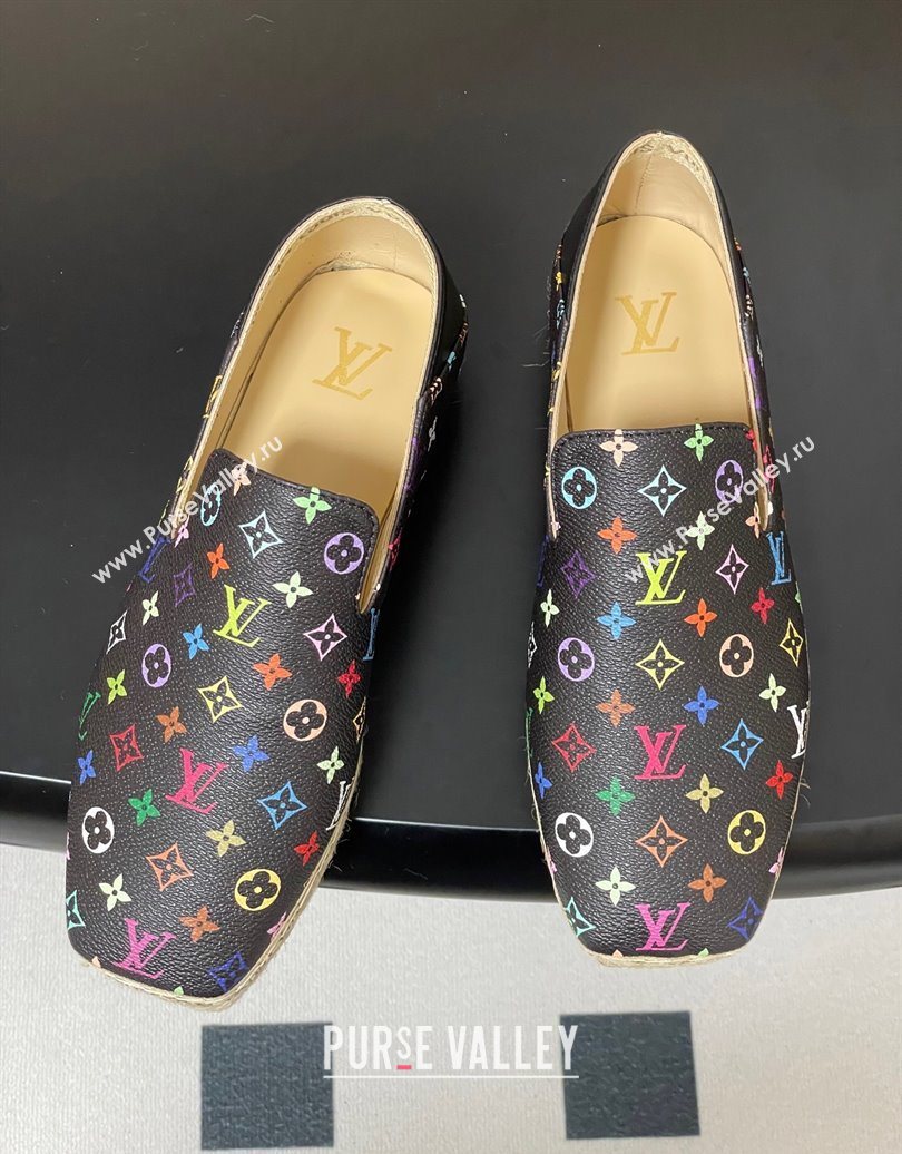 Louis Vuitton LV x TM Monogram Multicolored Canvas Flat Espadrilles Black 2025 LV102205 (MD-251022047)