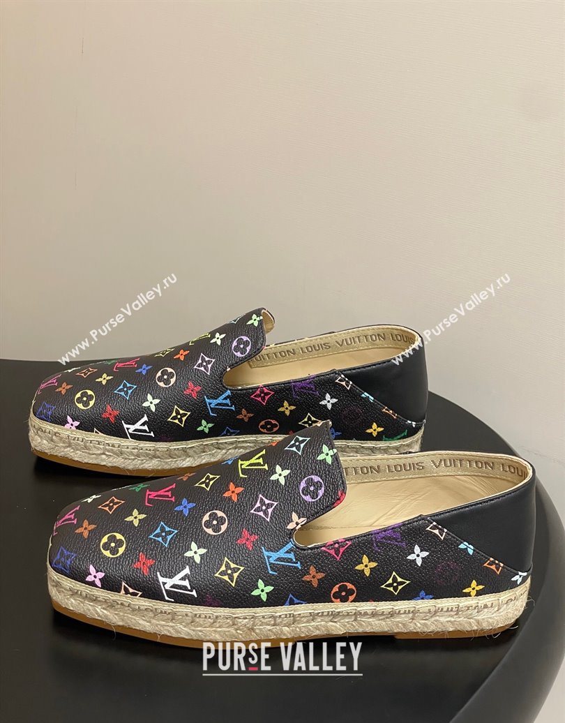 Louis Vuitton LV x TM Monogram Multicolored Canvas Flat Espadrilles Black 2025 LV102205 (MD-251022047)