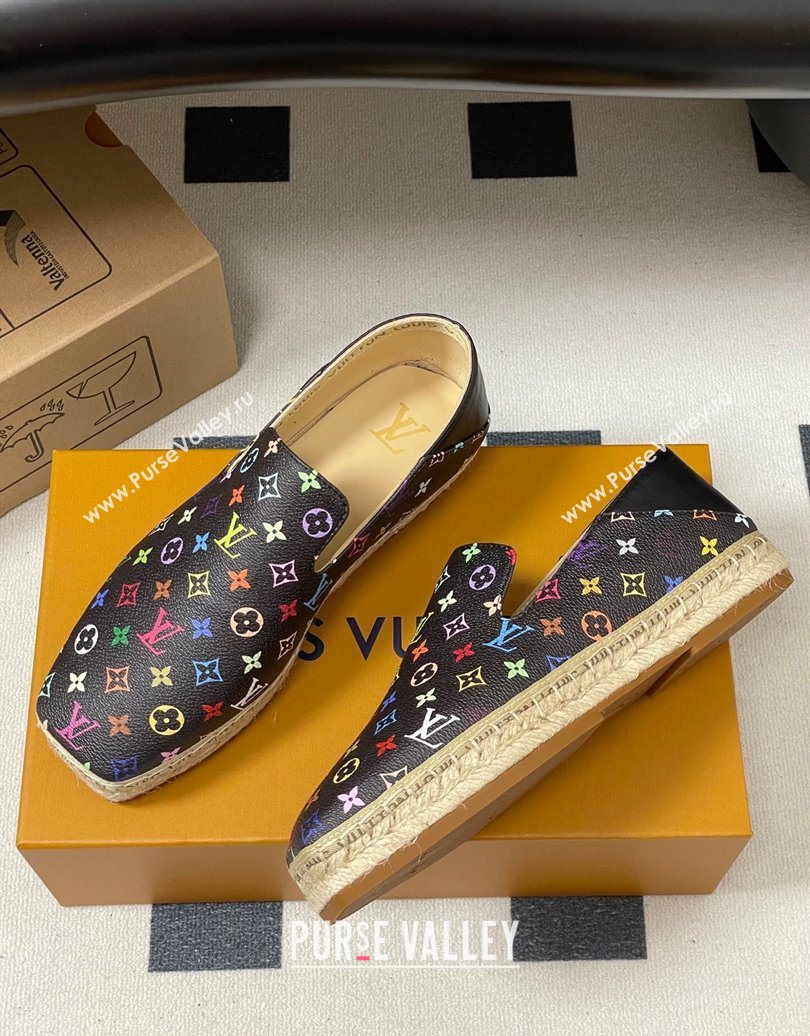 Louis Vuitton LV x TM Monogram Multicolored Canvas Flat Espadrilles Black 2025 LV102205 (MD-251022047)