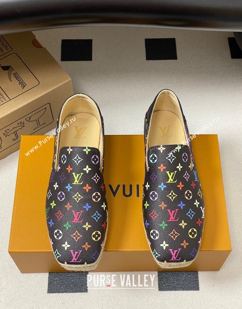 Louis Vuitton LV x TM Monogram Multicolored Canvas Flat Espadrilles Black 2025 LV102205 (MD-251022047)