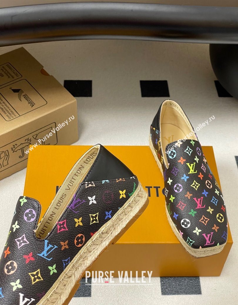 Louis Vuitton LV x TM Monogram Multicolored Canvas Flat Espadrilles Black 2025 LV102205 (MD-251022047)