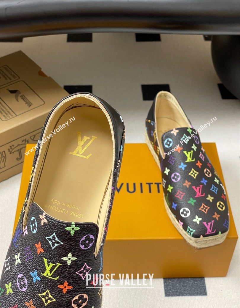 Louis Vuitton LV x TM Monogram Multicolored Canvas Flat Espadrilles Black 2025 LV102205 (MD-251022047)