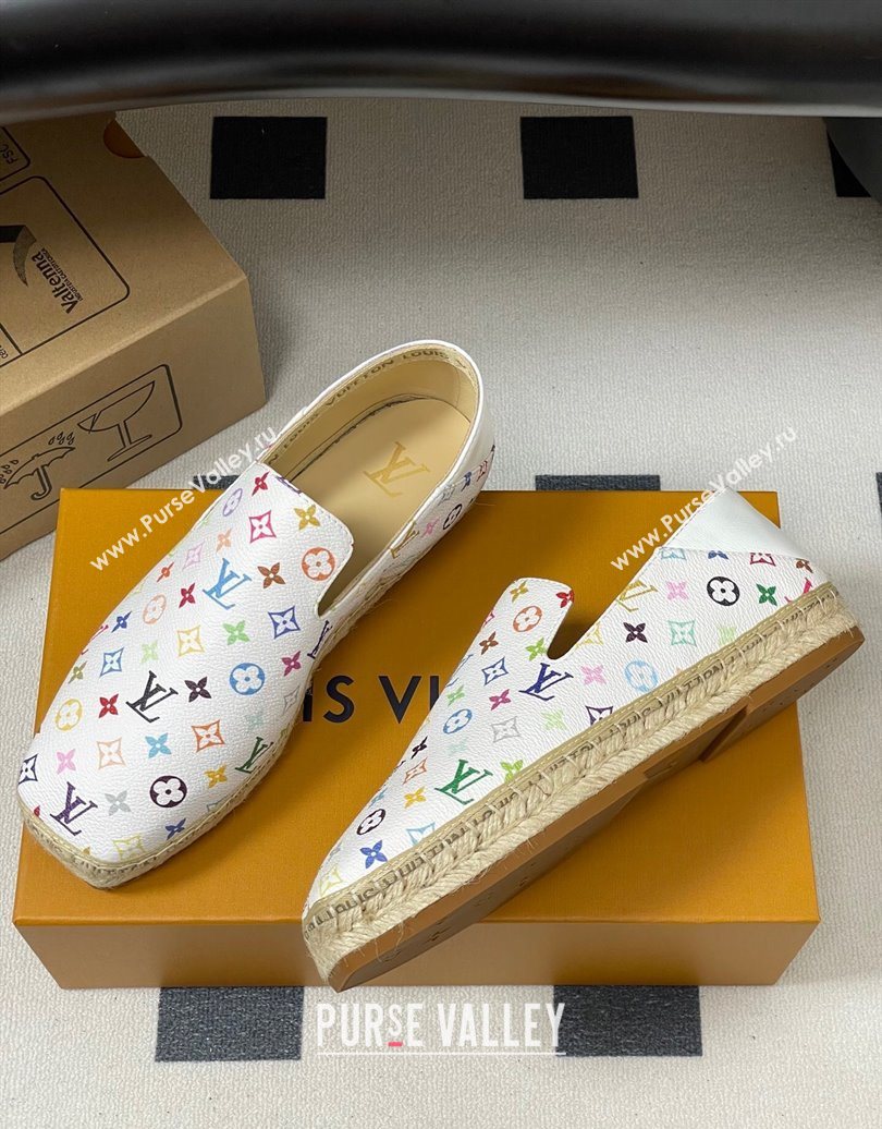 Louis Vuitton LV x TM Monogram Multicolored Canvas Flat Espadrilles White 2025 LV102205 (MD-251022048)