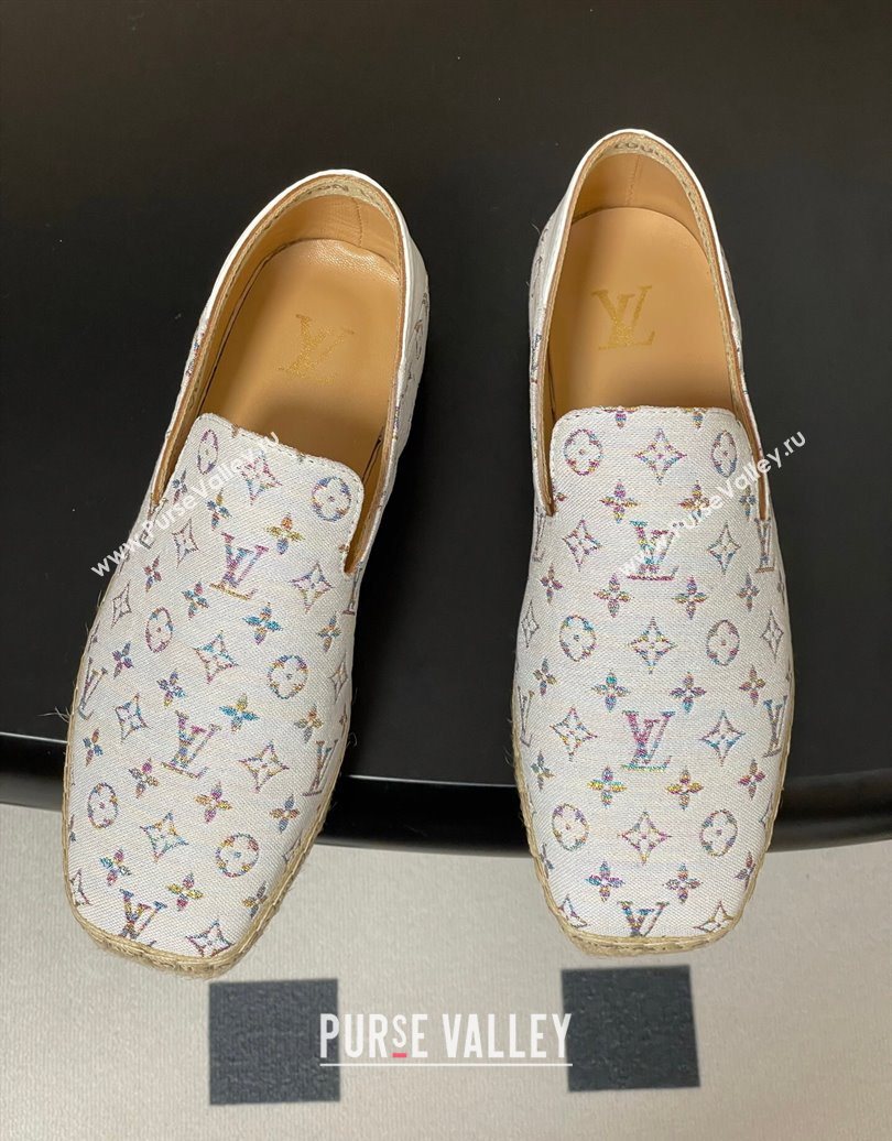 Louis Vuitton LV x TM Monogram Multicolored Textile Flat Espadrilles White 2025 LV102205 (MD-251022050)