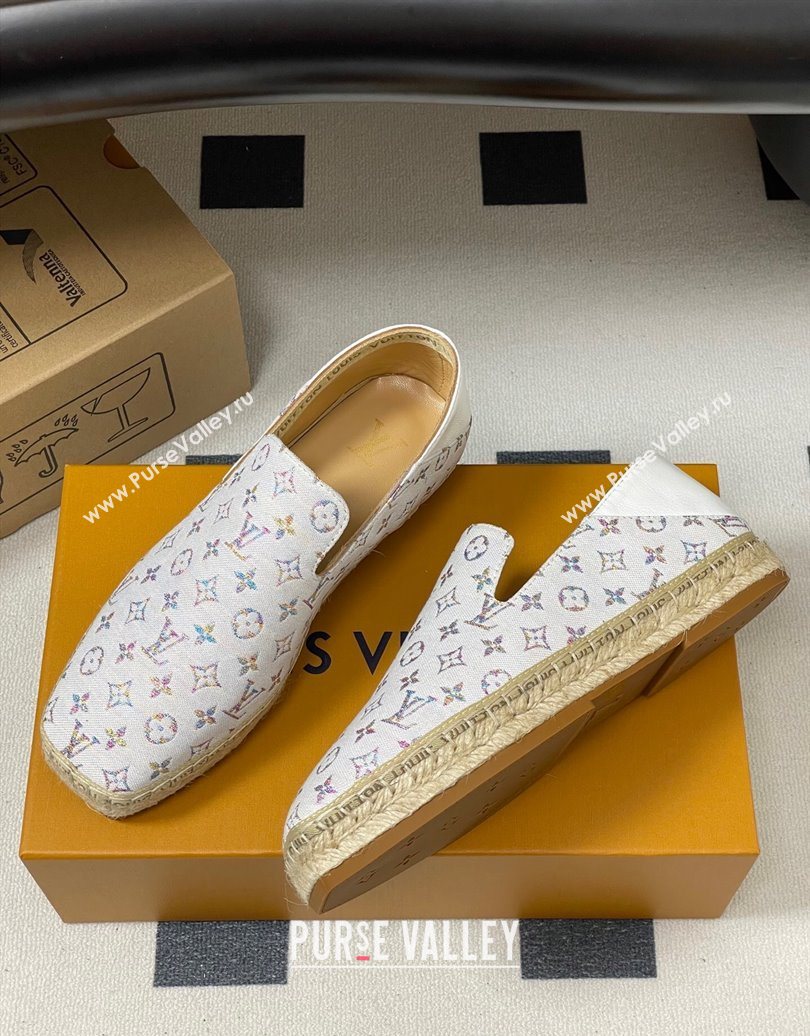 Louis Vuitton LV x TM Monogram Multicolored Textile Flat Espadrilles White 2025 LV102205 (MD-251022050)