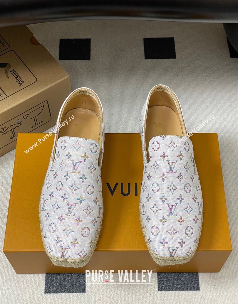 Louis Vuitton LV x TM Monogram Multicolored Textile Flat Espadrilles White 2025 LV102205 (MD-251022050)