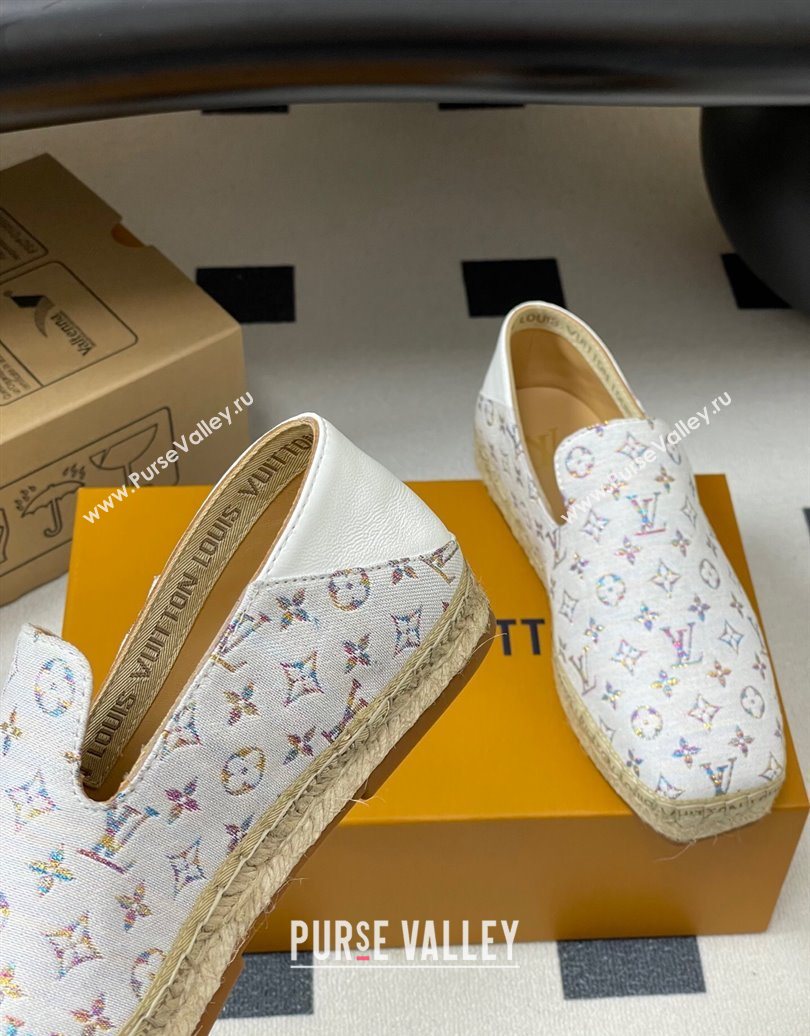 Louis Vuitton LV x TM Monogram Multicolored Textile Flat Espadrilles White 2025 LV102205 (MD-251022050)