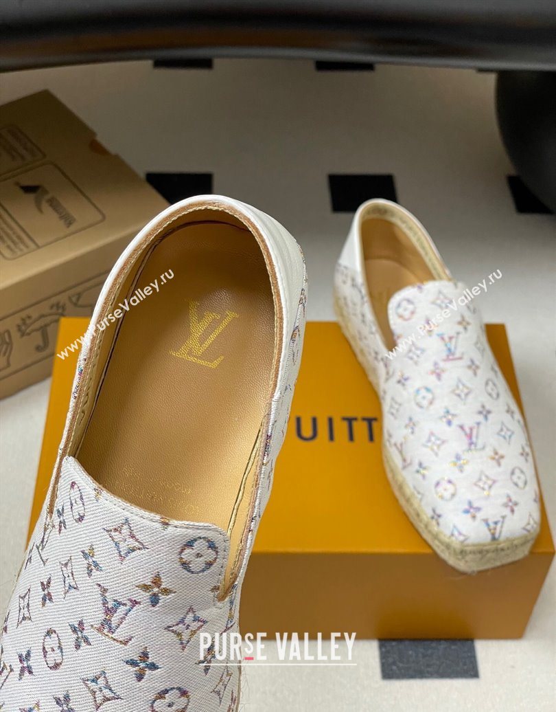 Louis Vuitton LV x TM Monogram Multicolored Textile Flat Espadrilles White 2025 LV102205 (MD-251022050)