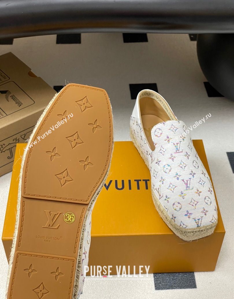 Louis Vuitton LV x TM Monogram Multicolored Textile Flat Espadrilles White 2025 LV102205 (MD-251022050)