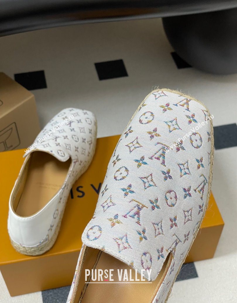 Louis Vuitton LV x TM Monogram Multicolored Textile Flat Espadrilles White 2025 LV102205 (MD-251022050)