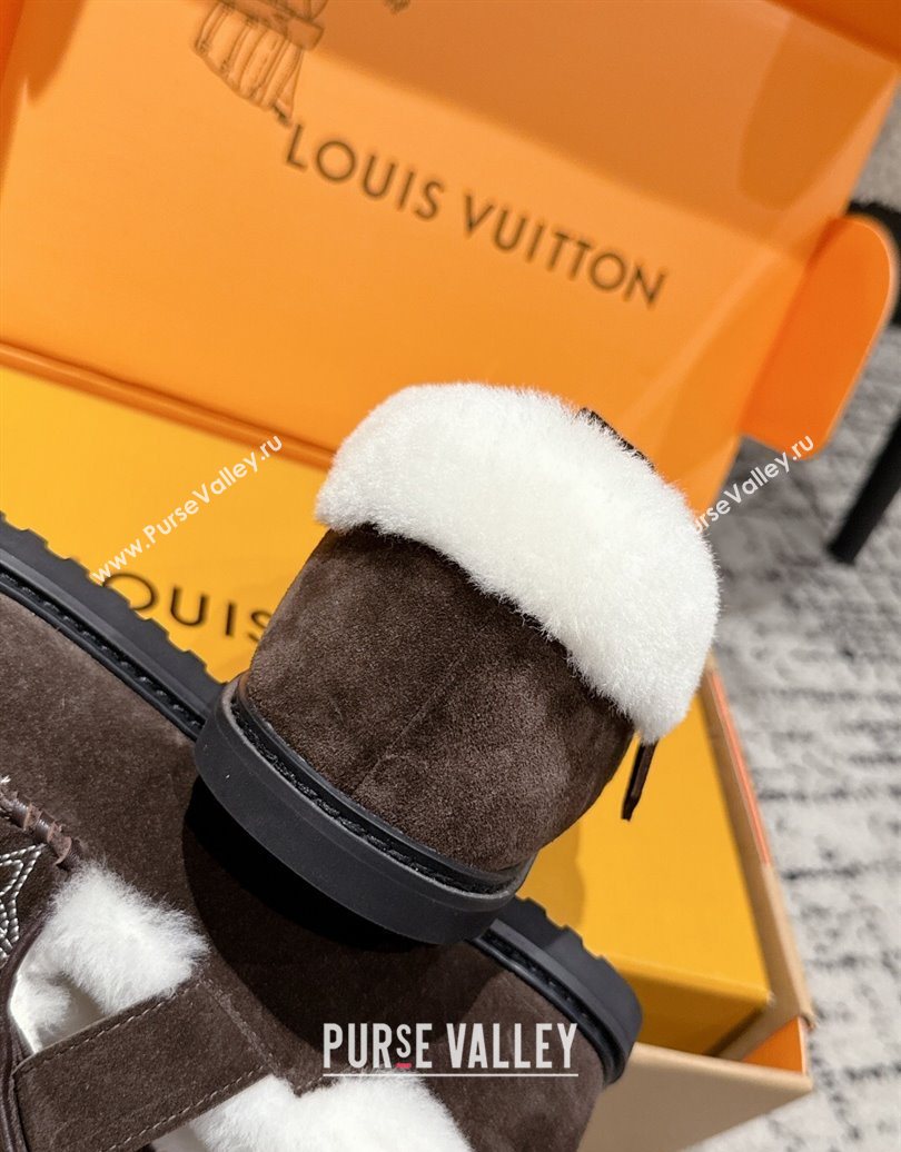 Louis Vuitton Colorado Comfort Mary Janes Loafers in Monogram-Embroidered Suede and Wool Brown 2025 1AIGKZ (MD-251022076)
