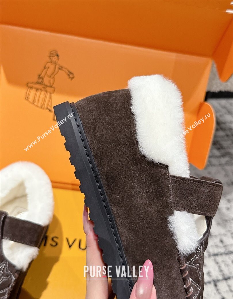 Louis Vuitton Colorado Comfort Mary Janes Loafers in Monogram-Embroidered Suede and Wool Brown 2025 1AIGKZ (MD-251022076)