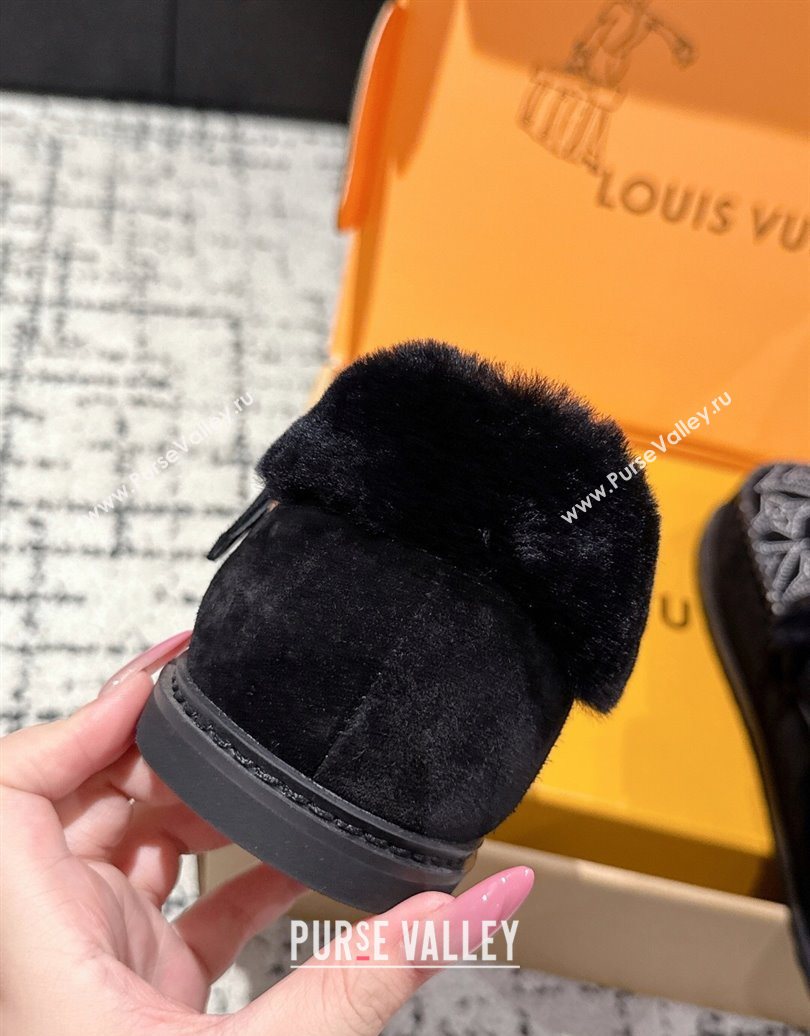 Louis Vuitton Colorado Comfort Mary Janes Loafers in Monogram-Embroidered Suede and Wool Black 2025 1AIGKZ (MD-251022077)