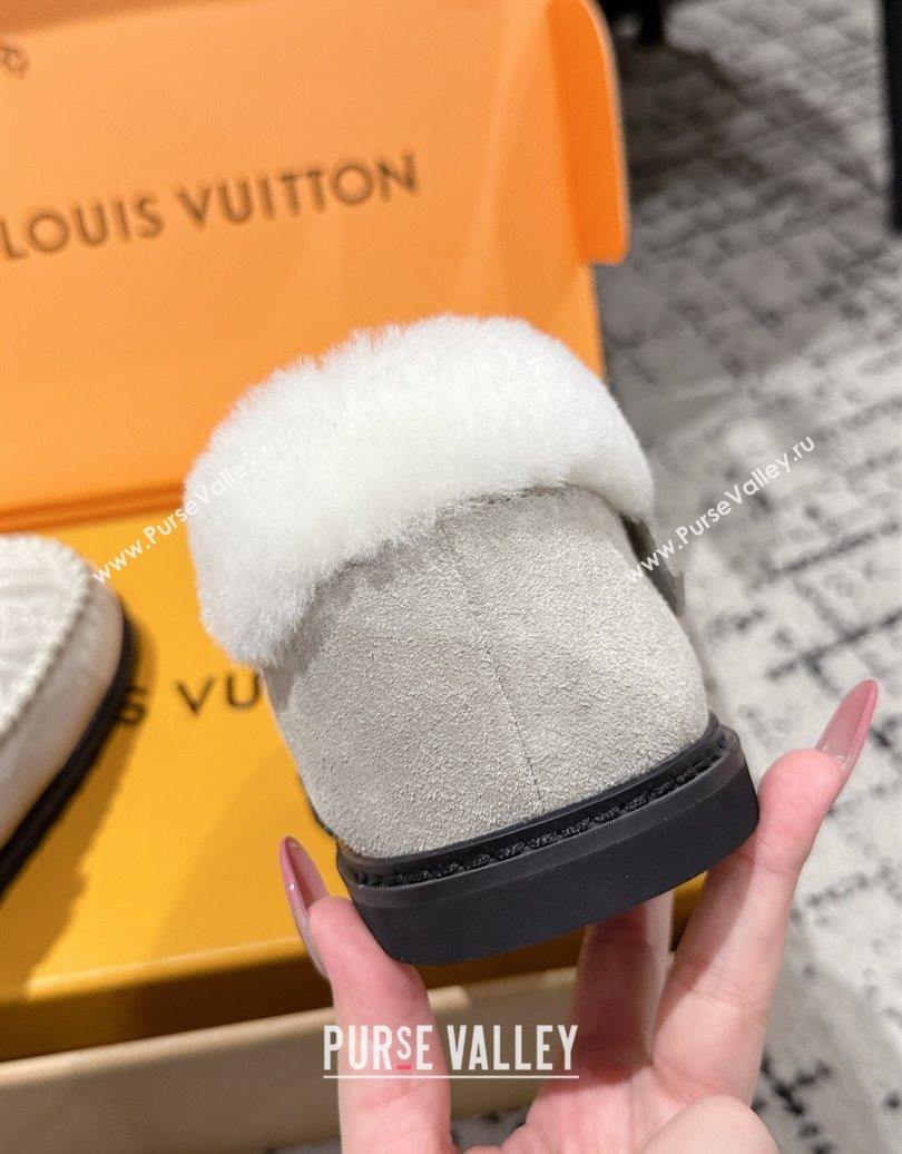 Louis Vuitton Colorado Comfort Mary Janes Loafers in Monogram-Embroidered Suede and Wool Light Grey 2025 1AIGKZ (MD-251022078)