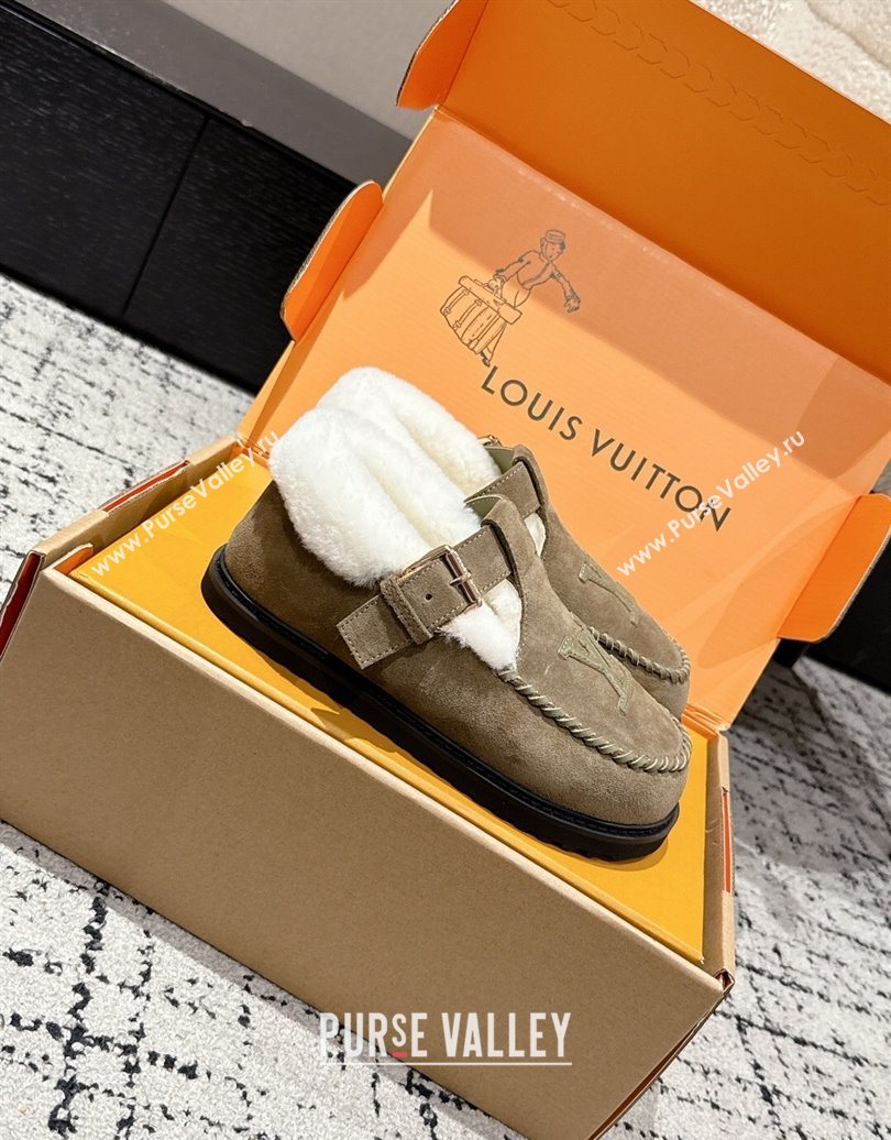 Louis Vuitton Colorado Comfort Mary Janes Loafers in LV Suede and Wool Brown 2025 1AIGKZ (MD-251022079)