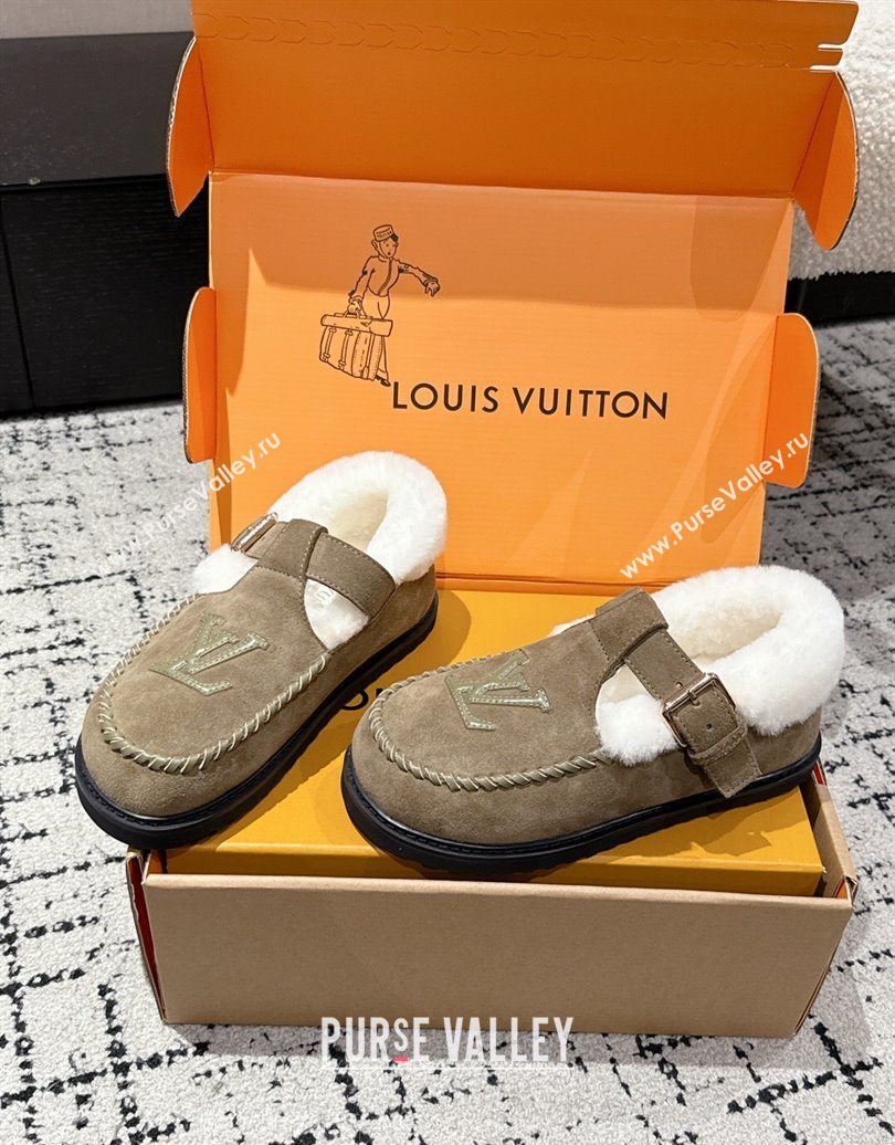 Louis Vuitton Colorado Comfort Mary Janes Loafers in LV Suede and Wool Brown 2025 1AIGKZ (MD-251022079)