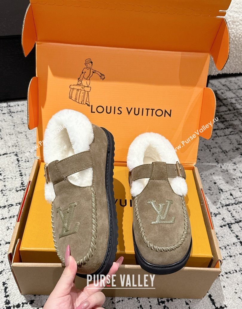 Louis Vuitton Colorado Comfort Mary Janes Loafers in LV Suede and Wool Brown 2025 1AIGKZ (MD-251022079)